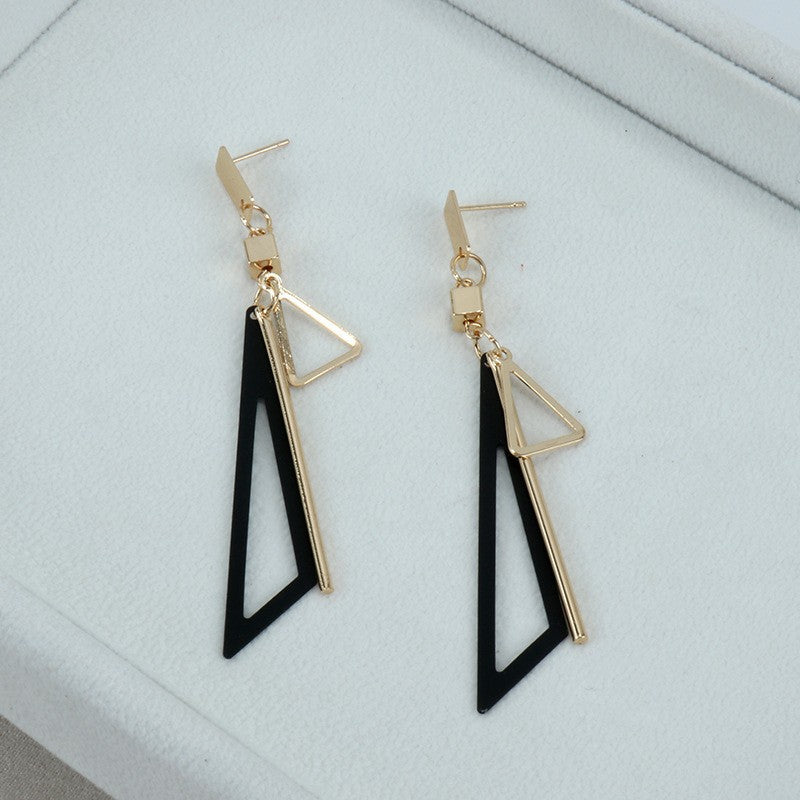 Graceful Geometric Long Triangle Hollow Tassel Earrings