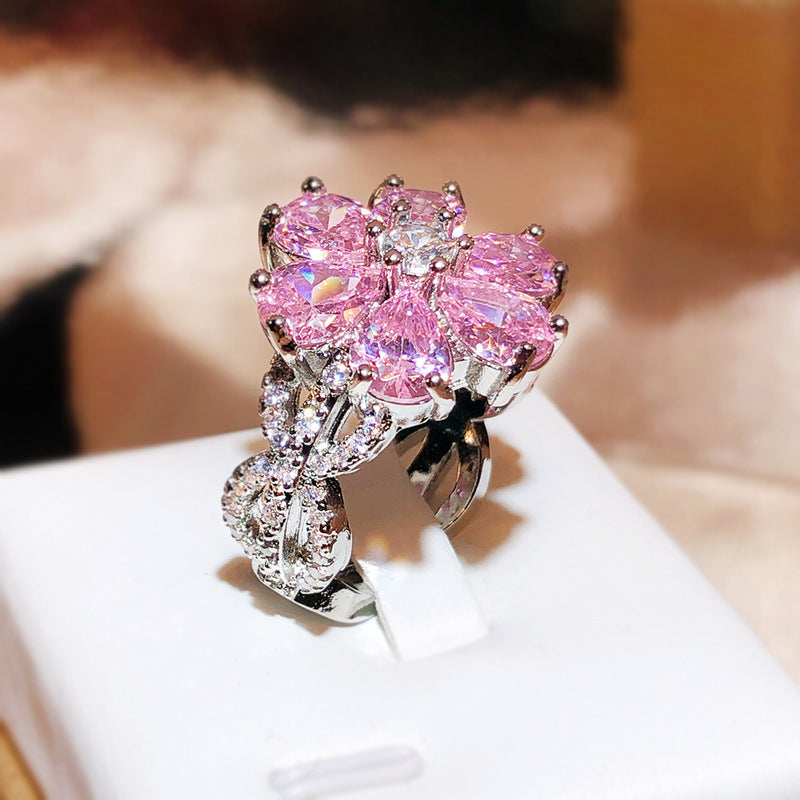 Zircon Female Sweet Diamond Forever Love Rings
