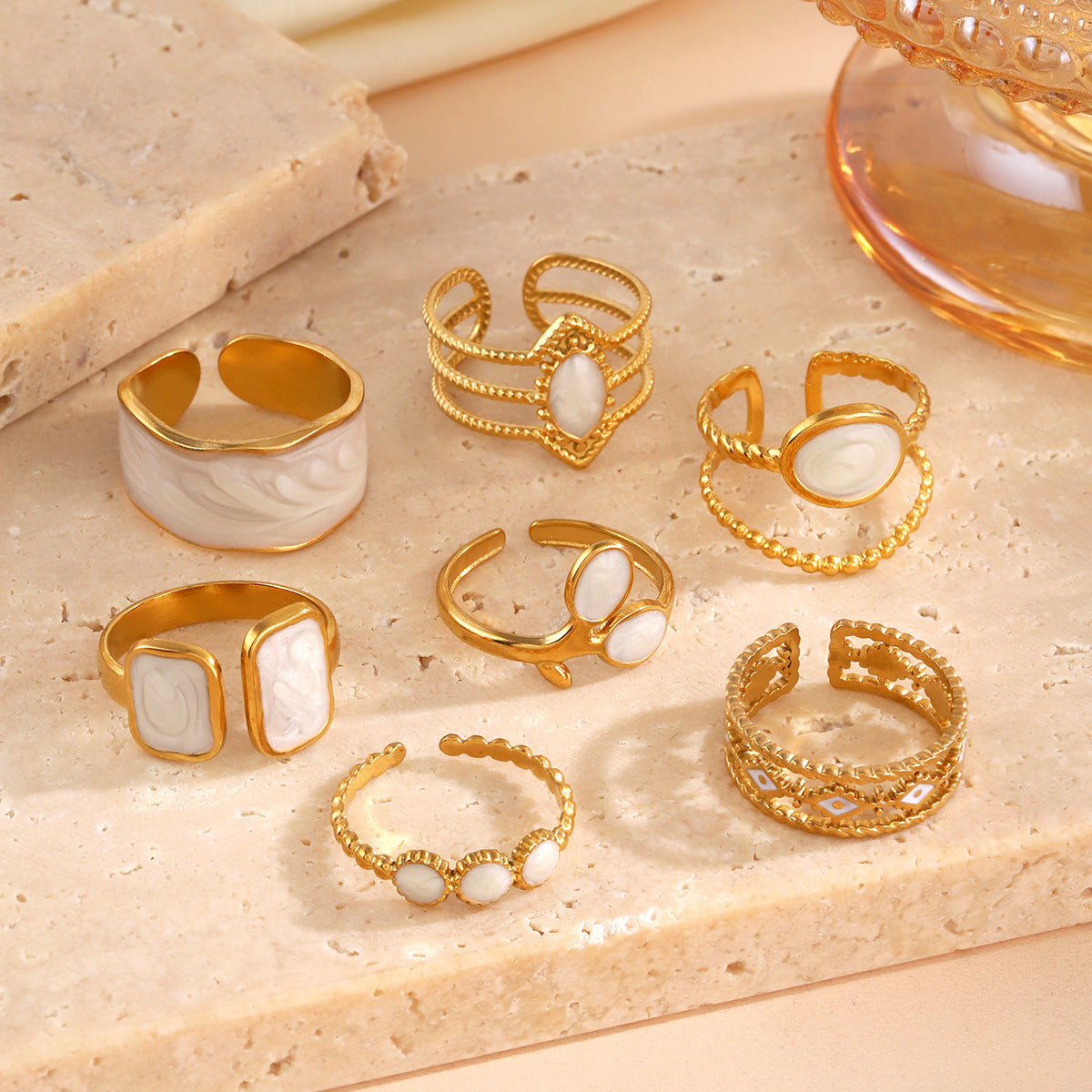 Women's Stainless Steel Diamond Open Niche Design Rings