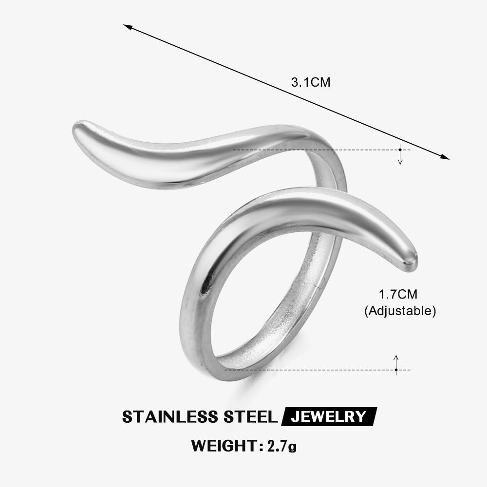 Women's Steel Line Open Simple Style Gold Rings