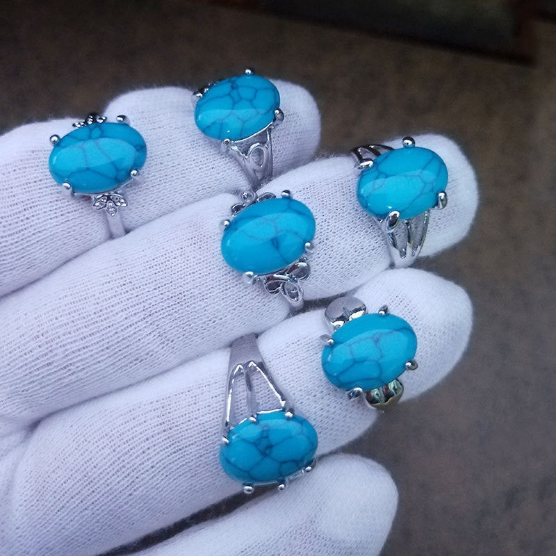 Women's Ornament African Turquoise Gemstone Index Finger Rings