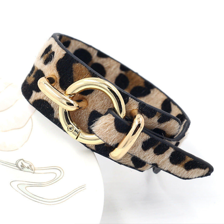 Women's Personalized Horse Hair Wristband Exaggerated Nightclub Fashionable Leopard Print Bracelets