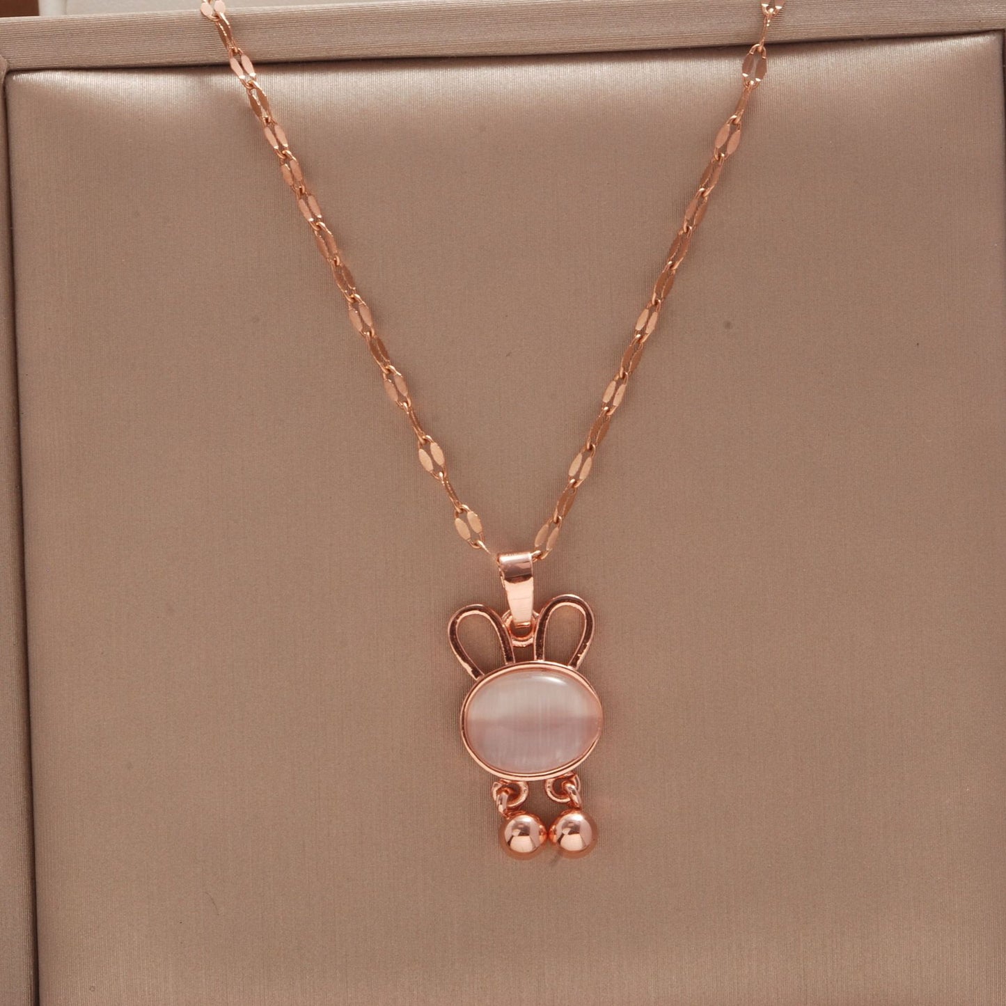 Women's Rose Gold Key Fu Lock Opal Korean Simple Fashion Necklaces
