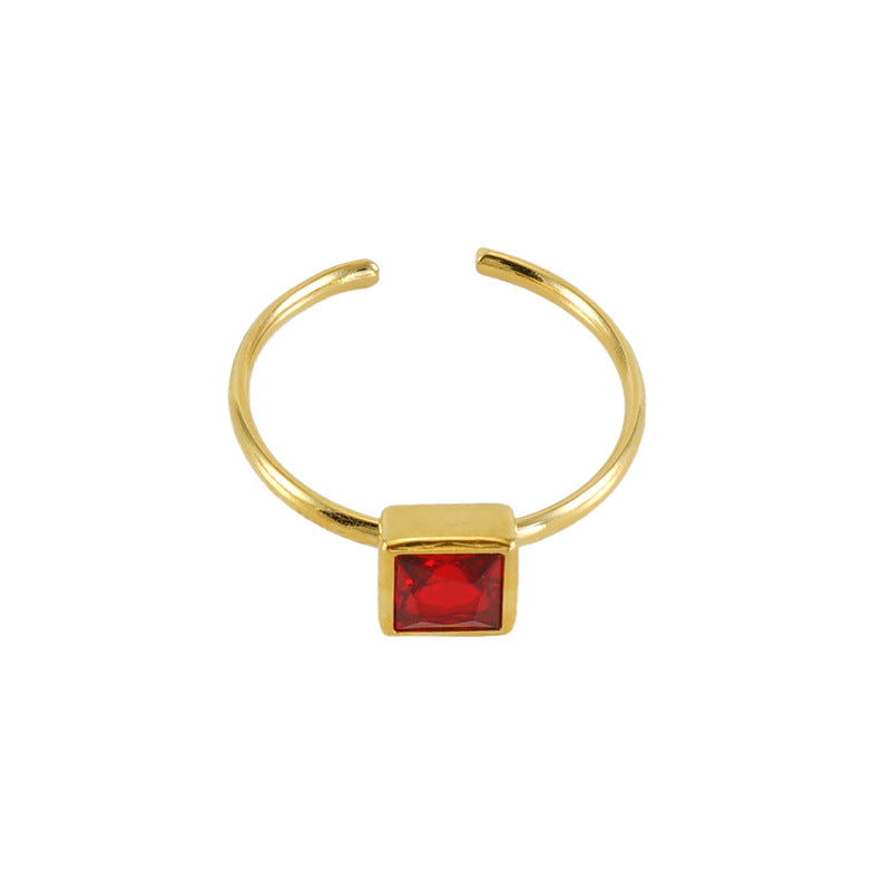 French Style Stainless Steel Colorful Heart-shaped Rings