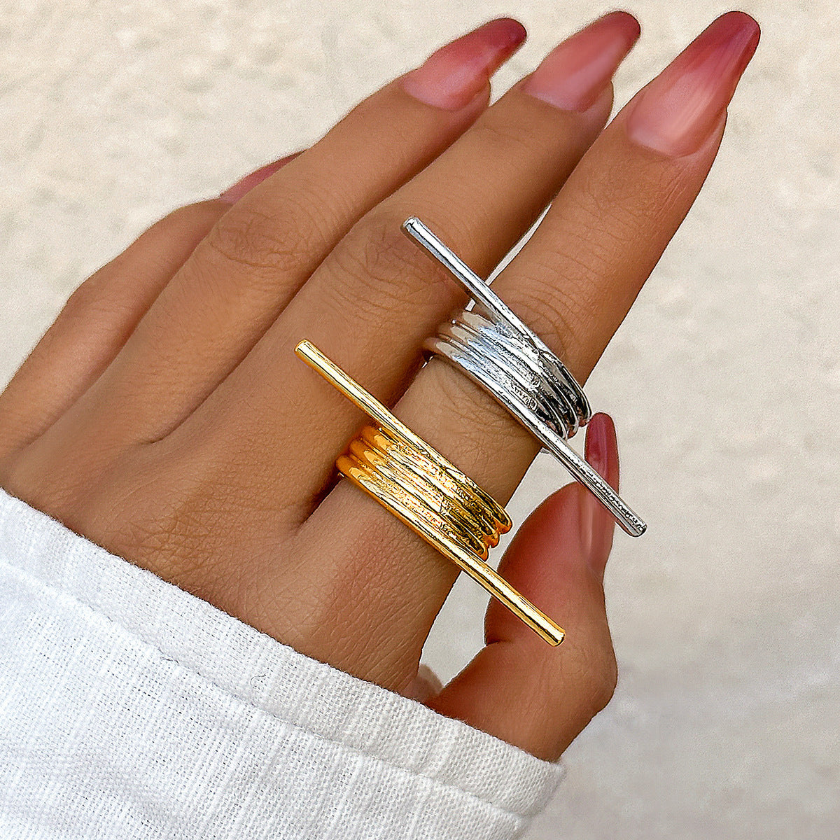Style Metal Irregular Water Drop Petal Rings