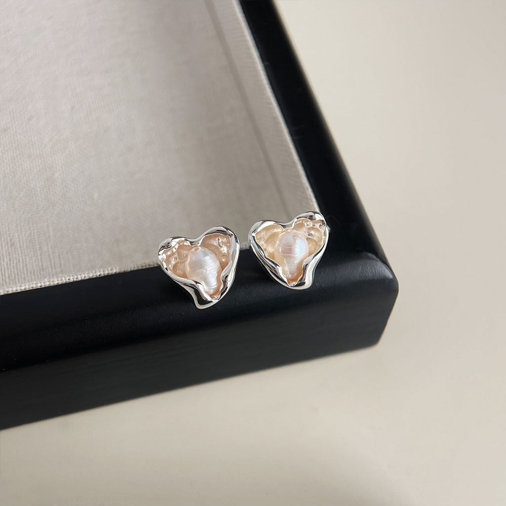 Geometric Ear Personality Simple Natural Pearl Earrings