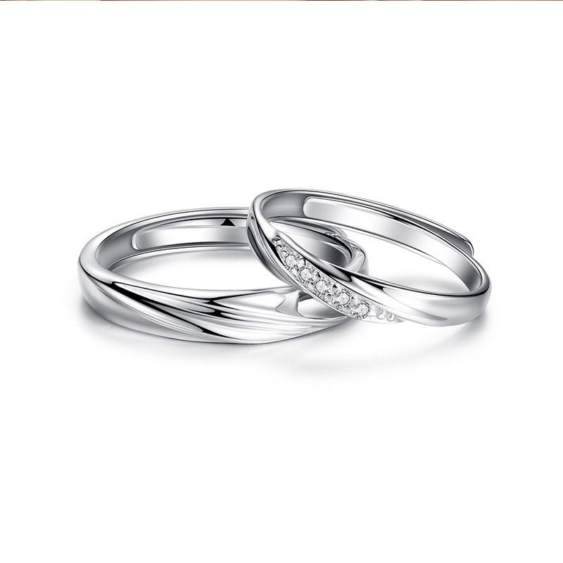 Women's & Men's Sier Mobius Strip Couple One Pair Trendy Valentine's Rings