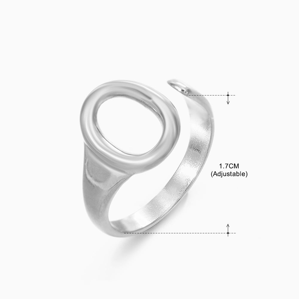 Women's Popular Stainless Steel Geometric Ellipse French Retro Rings