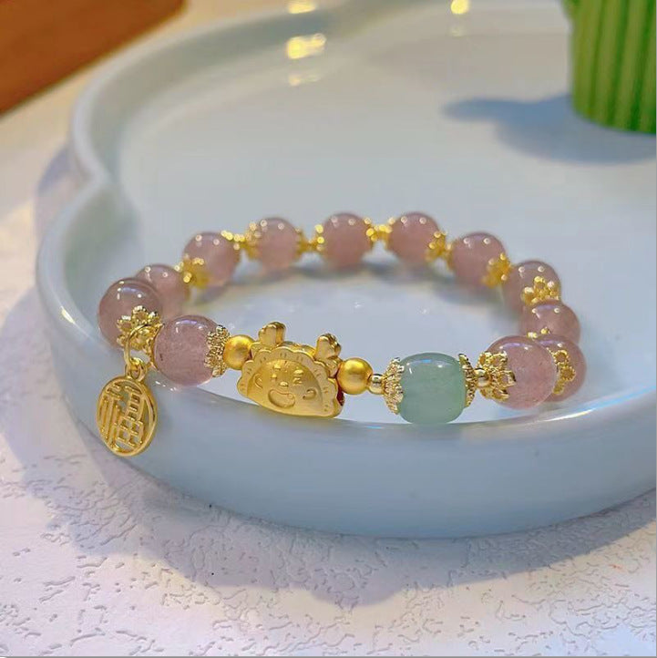 Women's & Men's Candle Dragon Blessing Chinese Style Colored Glaze Bracelets