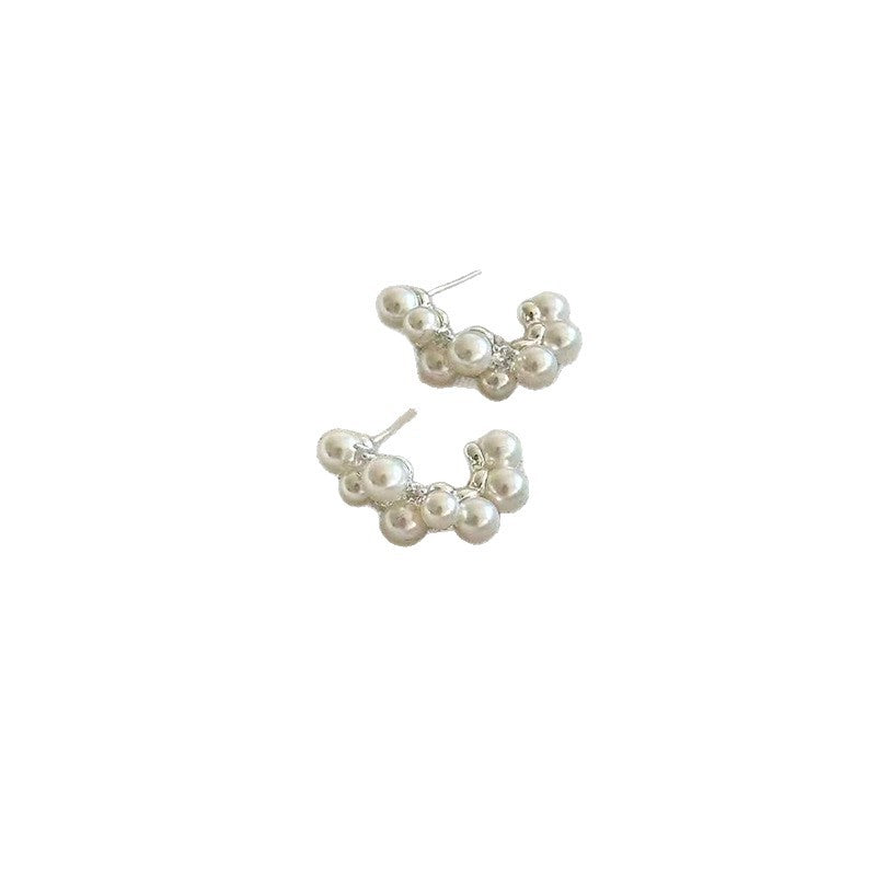 Needle Pearl Grape Zircon Design Female Simple Commute Rings