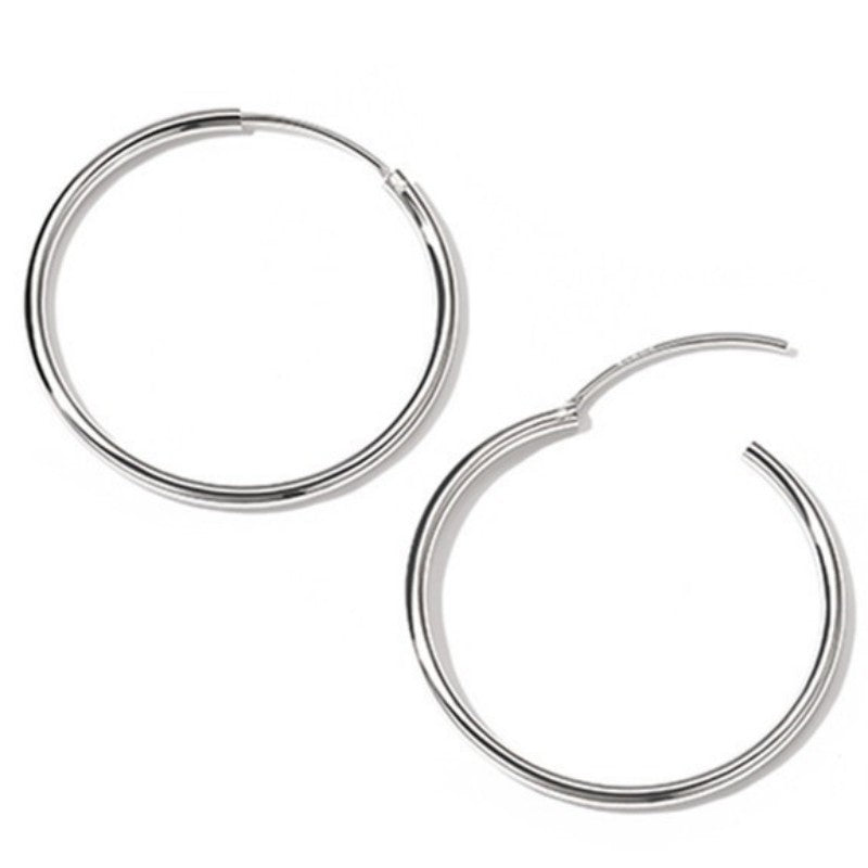 Women's Needle Siering Glossy White Copper Big Ear Earrings