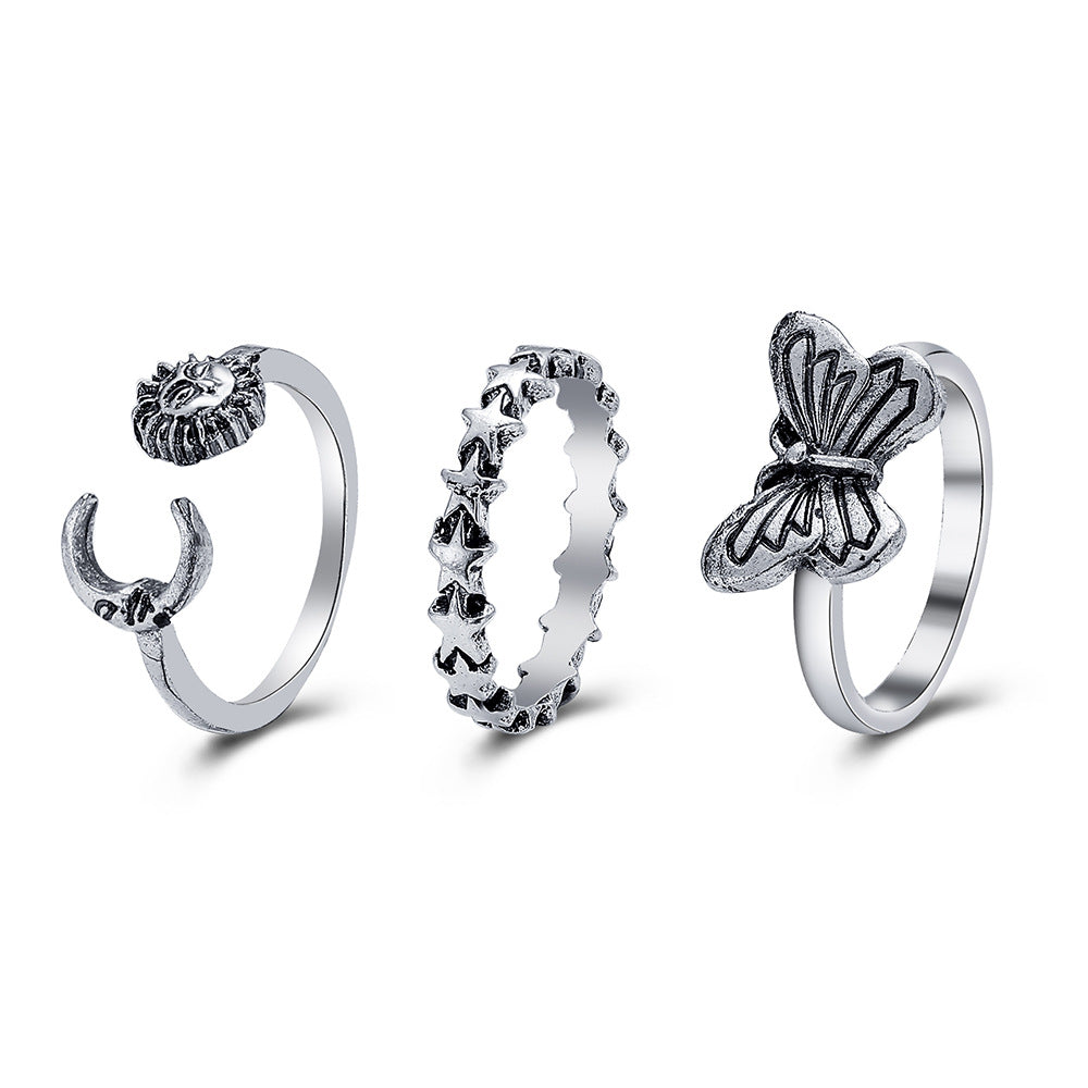 Sun Butterfly Pieces Suit Open Distressed Personalized Rings