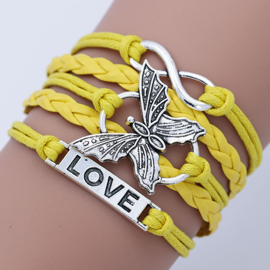Straight Hair Hand-woven Butterfly Word Plate Bracelets