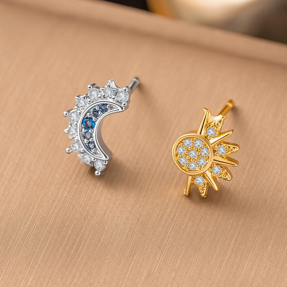 New Design Celestial Sun Moon Shining Stud Earrings