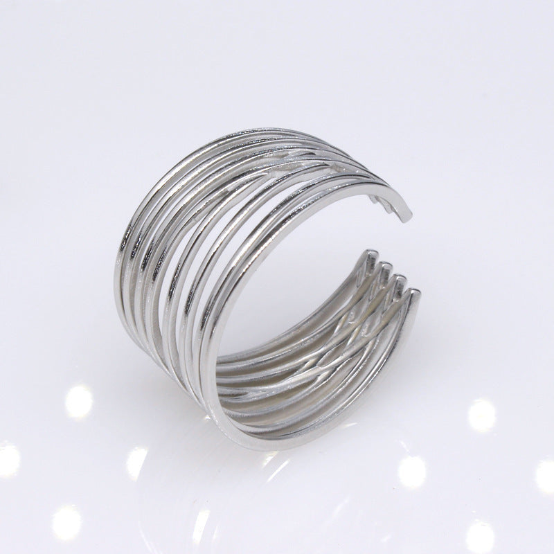 Women's & Men's Open Stainless Steel Type Adjustable Geometric Rings