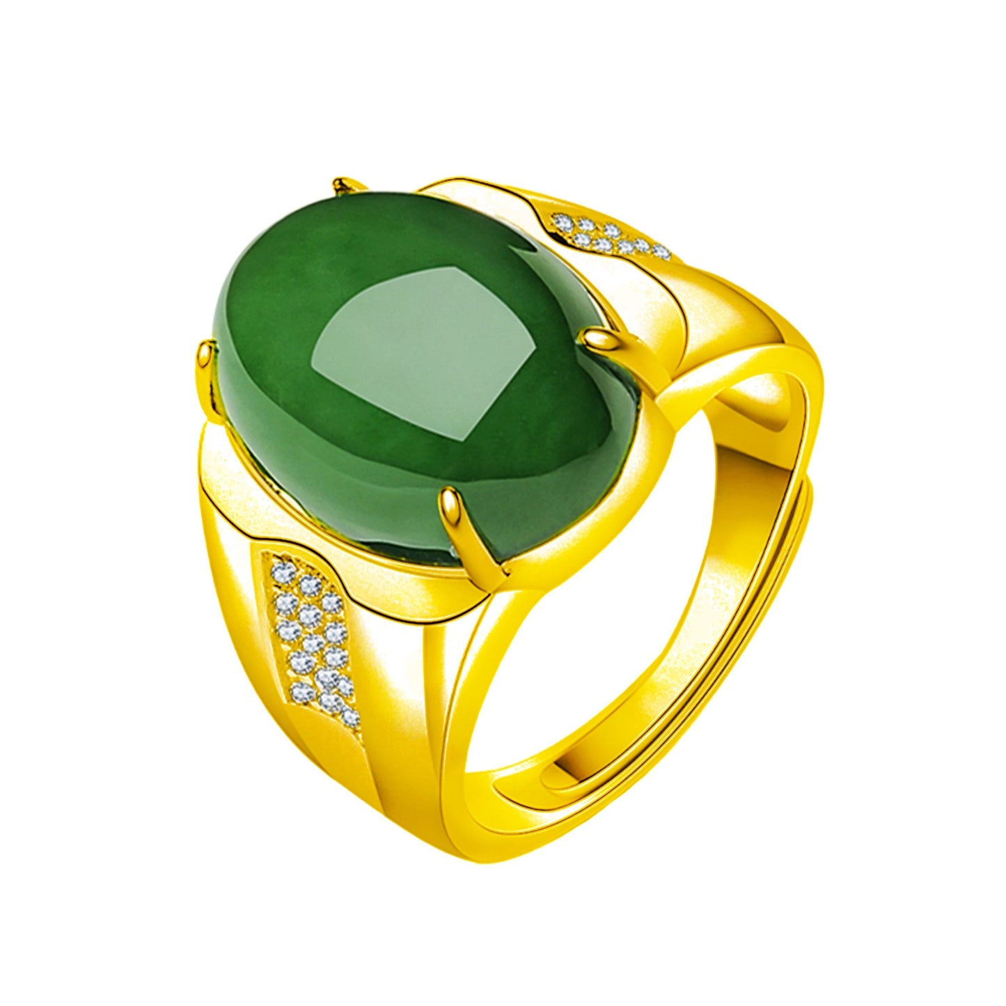 Live Broadcast Emerald Boss Delicate Oily Green Chalcedony Rings