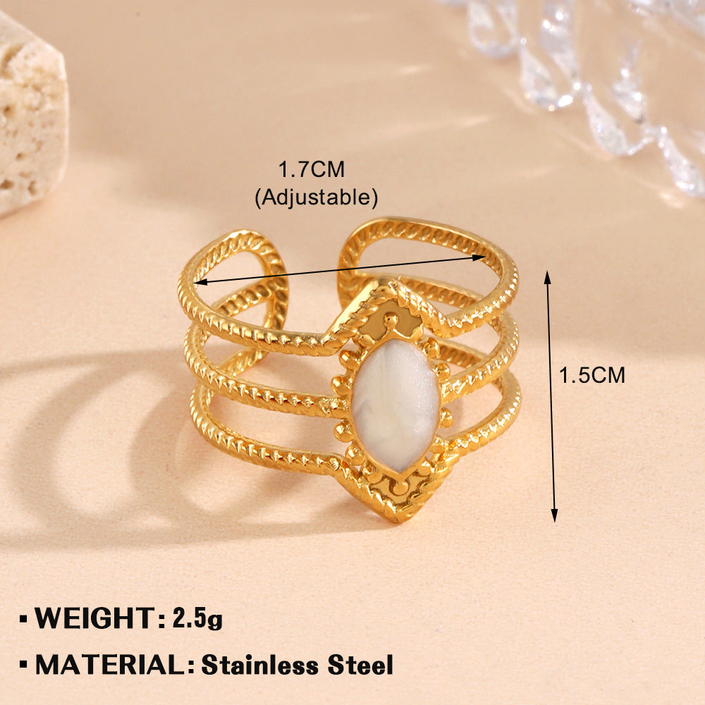 Women's Stainless Steel Diamond Open Niche Design Rings