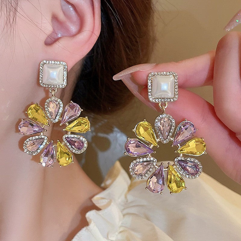 Retro Sier Water Drop Flower Pearl French Necklaces