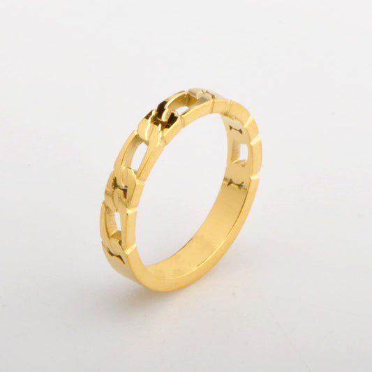 French Hollow Flat Chain Winding Titanium Rings