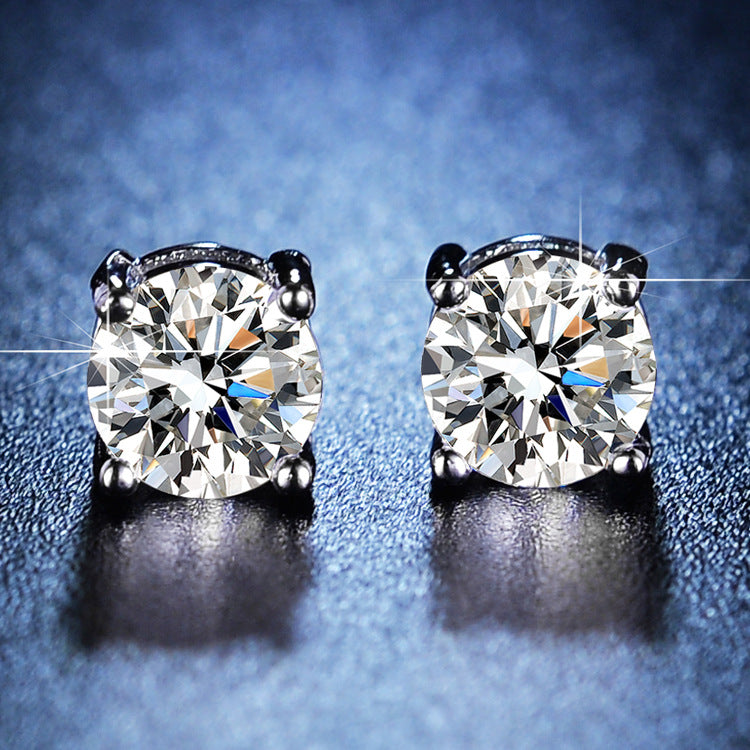 Live Female Eight Hearts Arrows Zircon Korean Style Stud Earrings