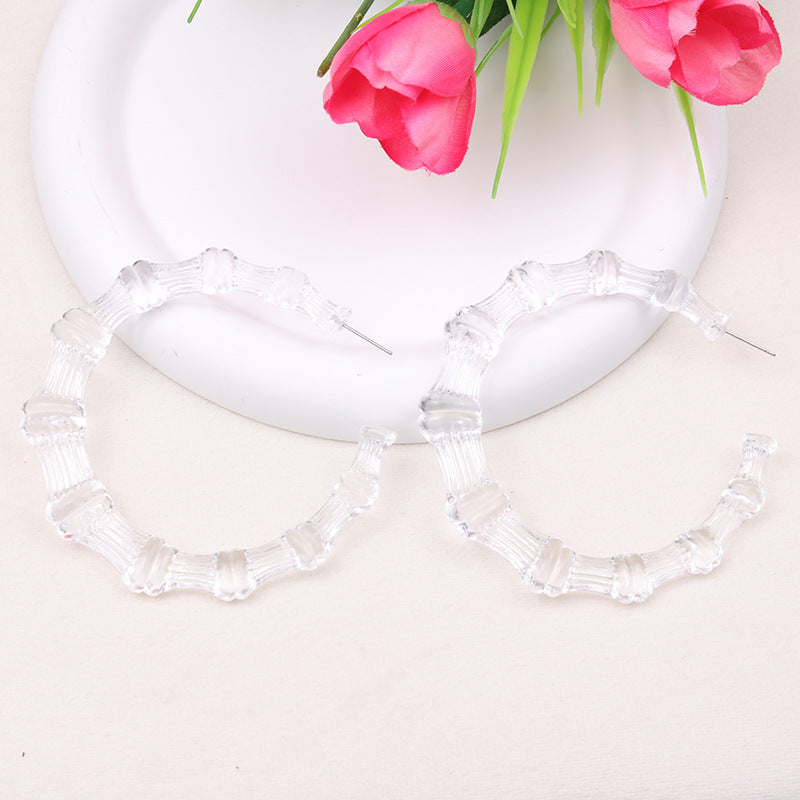 Women's Acrylic Jelly Color Bamboo Simple Stylish Earrings
