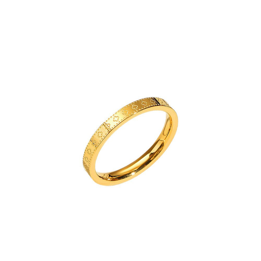 Clover Kaleidoscope Female Light Luxury High-grade Imitation Yellow Gold Colorfast Ring