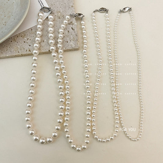Retro Affordable Luxury White Pearl Micro Necklaces