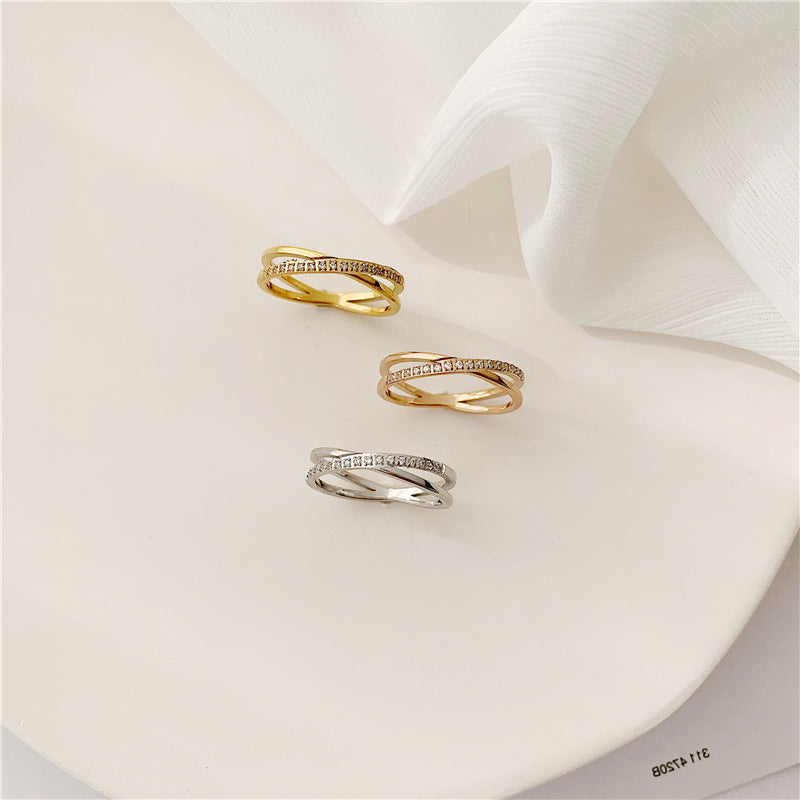 Women's Diamond Plated Rose Gold Fashion Personalized Index Rings