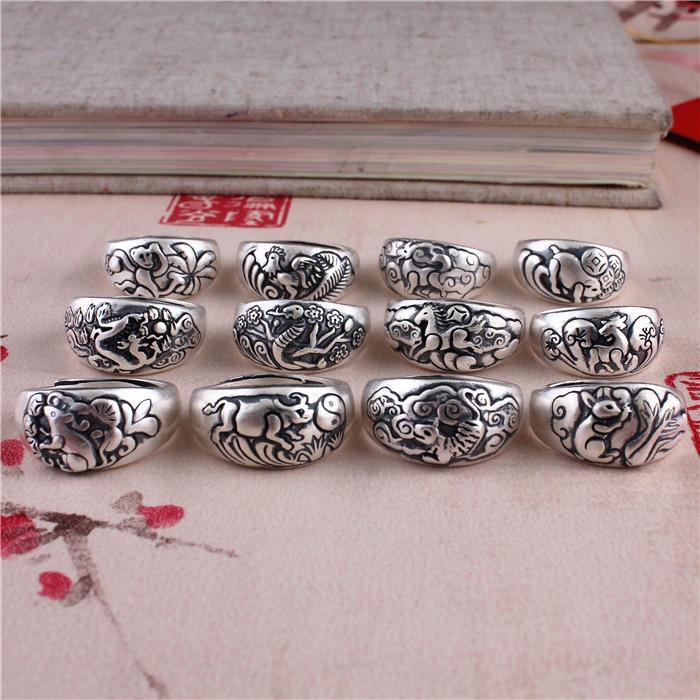 Women's & Men's Life Zodiac Open Retractable Retro Imitation Rings