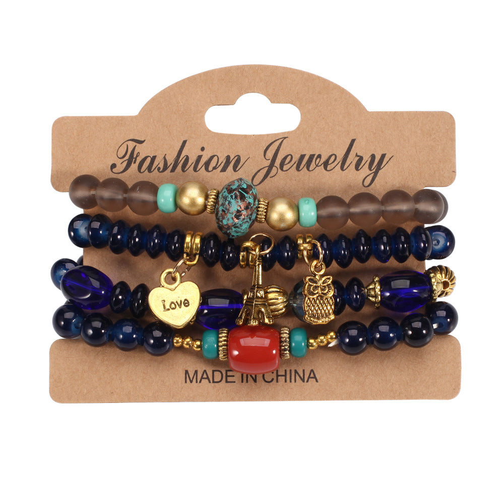 Bead Bohemian Owl Eiffel Tower Peace Bracelets