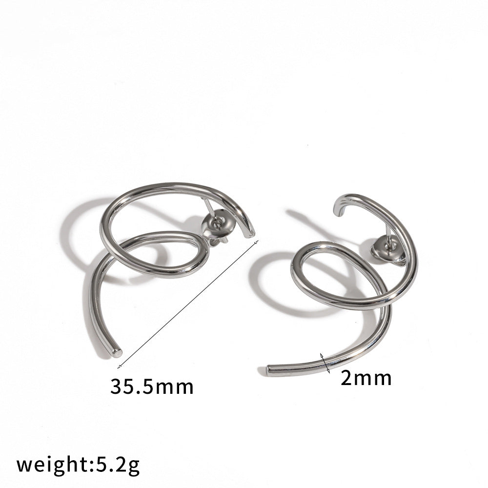 Simple Irregular Spiral Stainless Steel Real Gold Plating Niche Personality Rings
