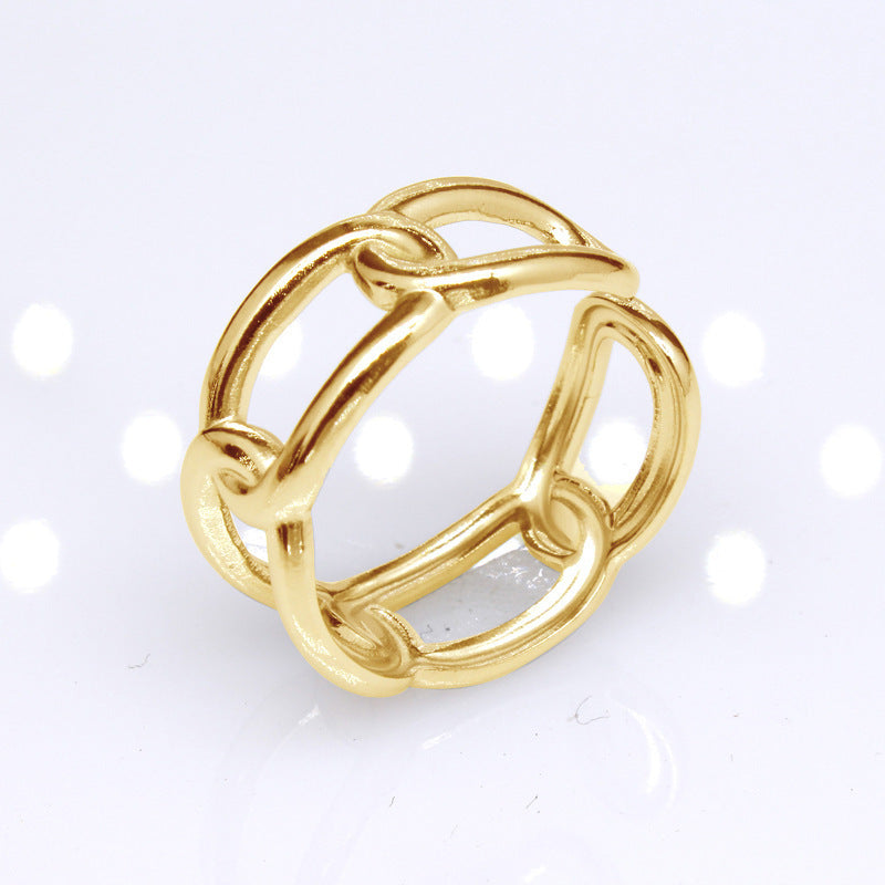 Women's & Men's Open Ornament Shaped Adjustable Stainless Steel Rings