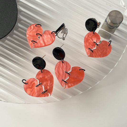 Peach Chess Pull Creative Design Broken Earrings