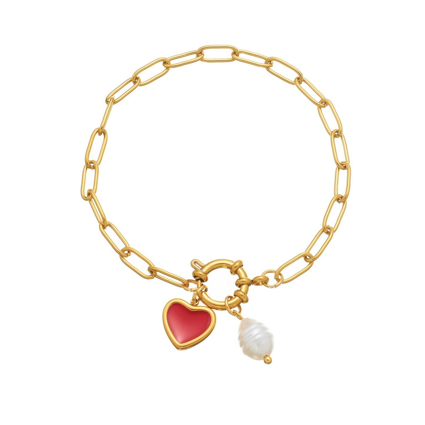 Gold Plated Stainless Steel Cross Face Bracelet