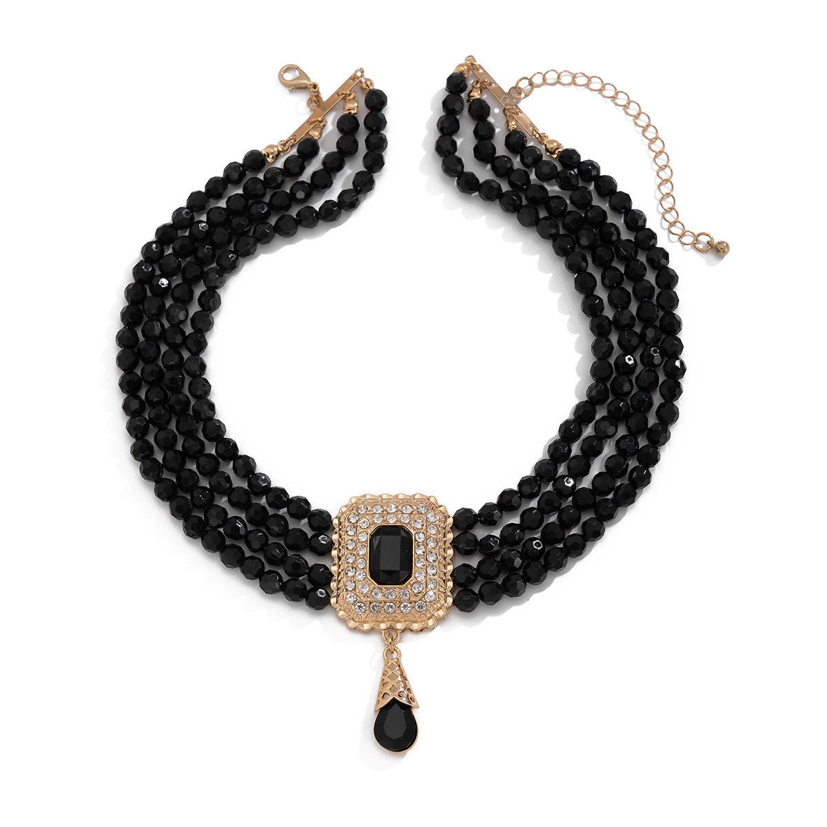 Style Crystal String Beads Vintage Square Necklaces