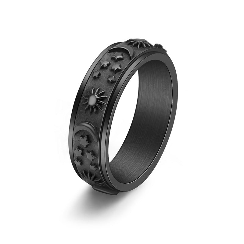Sun Moon Star Can Rotatable Lady Rings