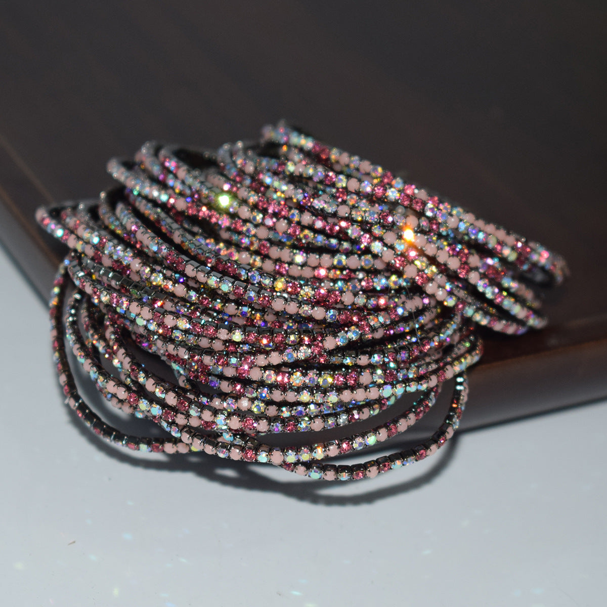 Row Colorful Rhinestone Female Live Grab Chain Bracelets