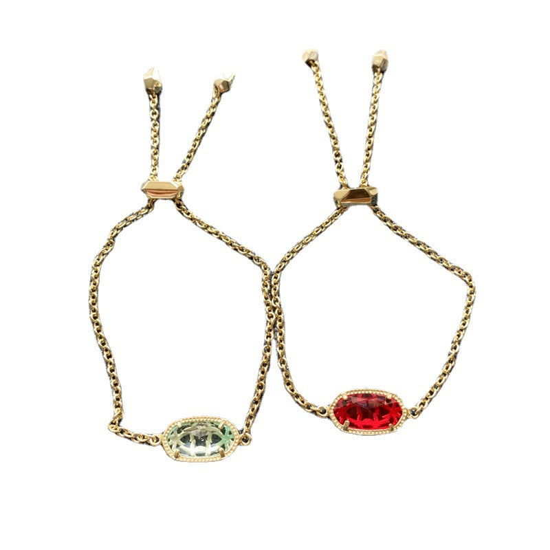 Gold Ornament Stone Geometric Cut Chain Bracelets