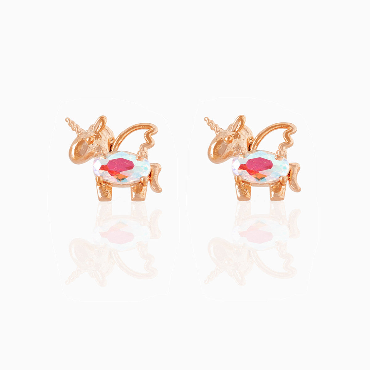 Unicorn Loving Heart Zircon Female Artistic Earrings