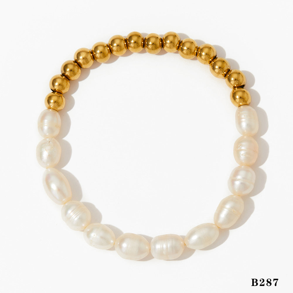 Natural Freshwater Pearl Heart Zircon Suit Creative Bracelets