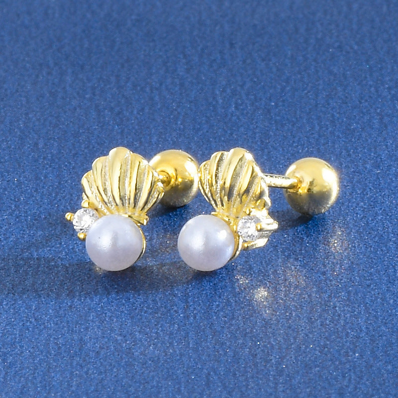 Korean Style Small Ear Bone Starfish Shell Twist Screw Earrings