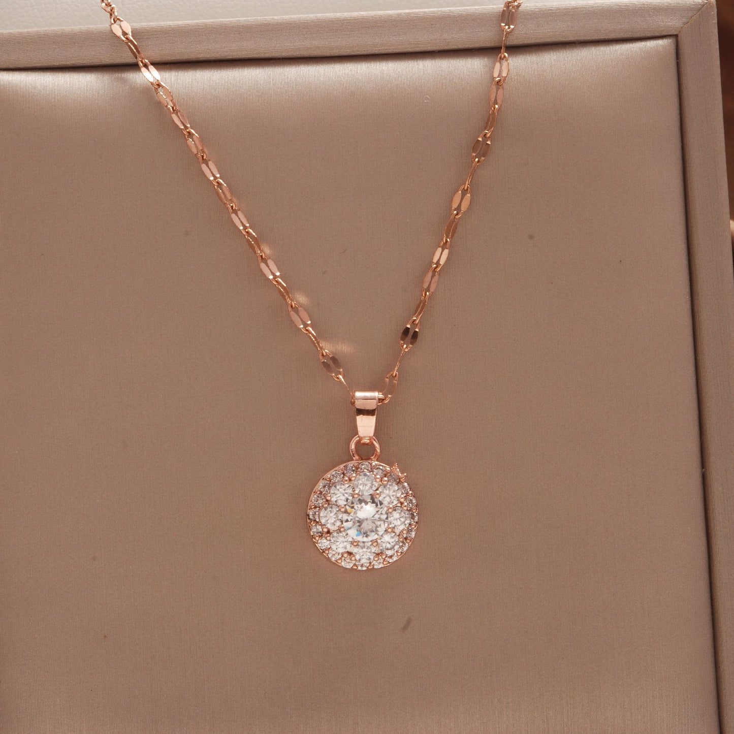 Women's Rose Gold Key Fu Lock Opal Korean Simple Fashion Necklaces