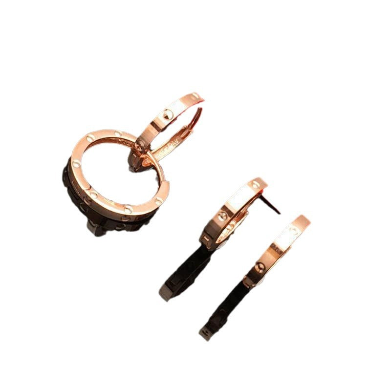 Purple Gold Simple Color Plated Rose Glossy Ear Earrings