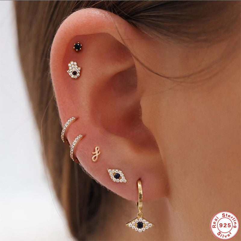 Sier Angel Eyes Black Diamond With Diamonds Earrings