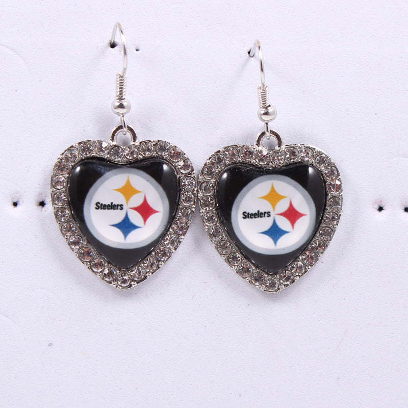 Peach Heart Spot Drill Sports Team Series Earrings