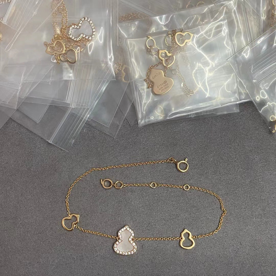 Agate White Shell Fu Lu Clavicle Chain Necklaces