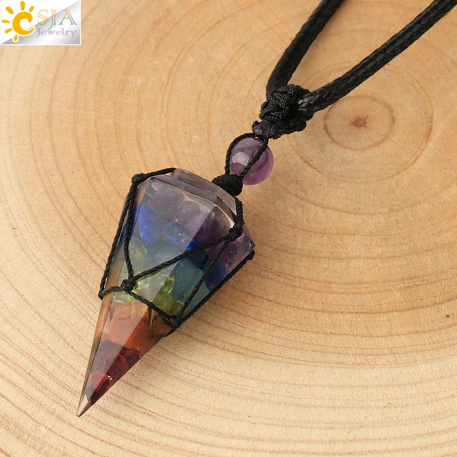 Women's Ornament Hand-woven Hexagonal Prism Stone Accessories Necklaces