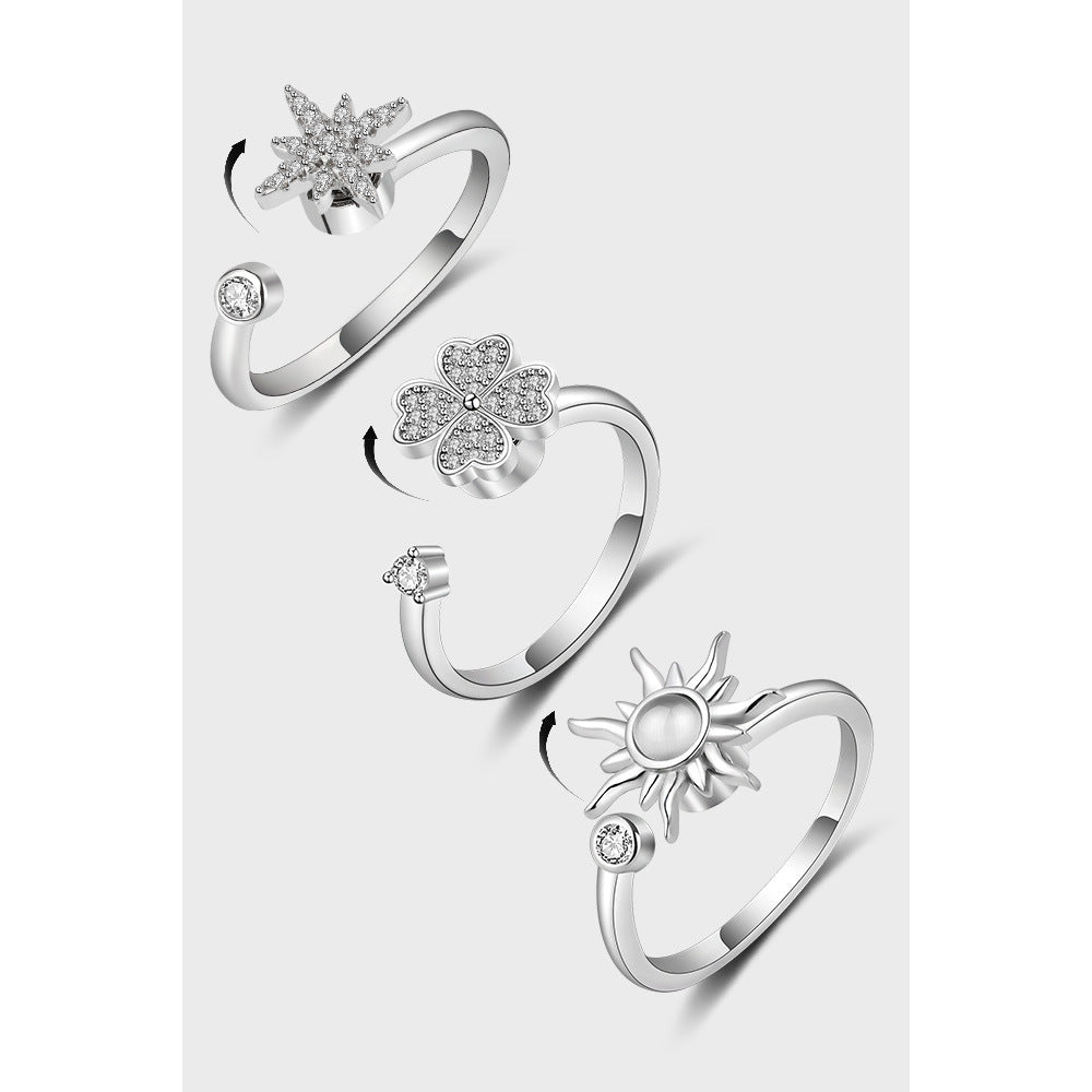 Sier Anxiety Spinning Adjustable Rotating Clover Rings