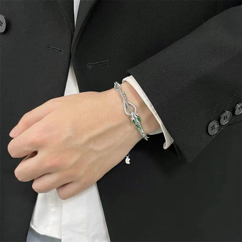 Women's & Men's Snake-shaped Neutral Obsidian Hip Hop Retro Cuban Couple Accessories Bracelets
