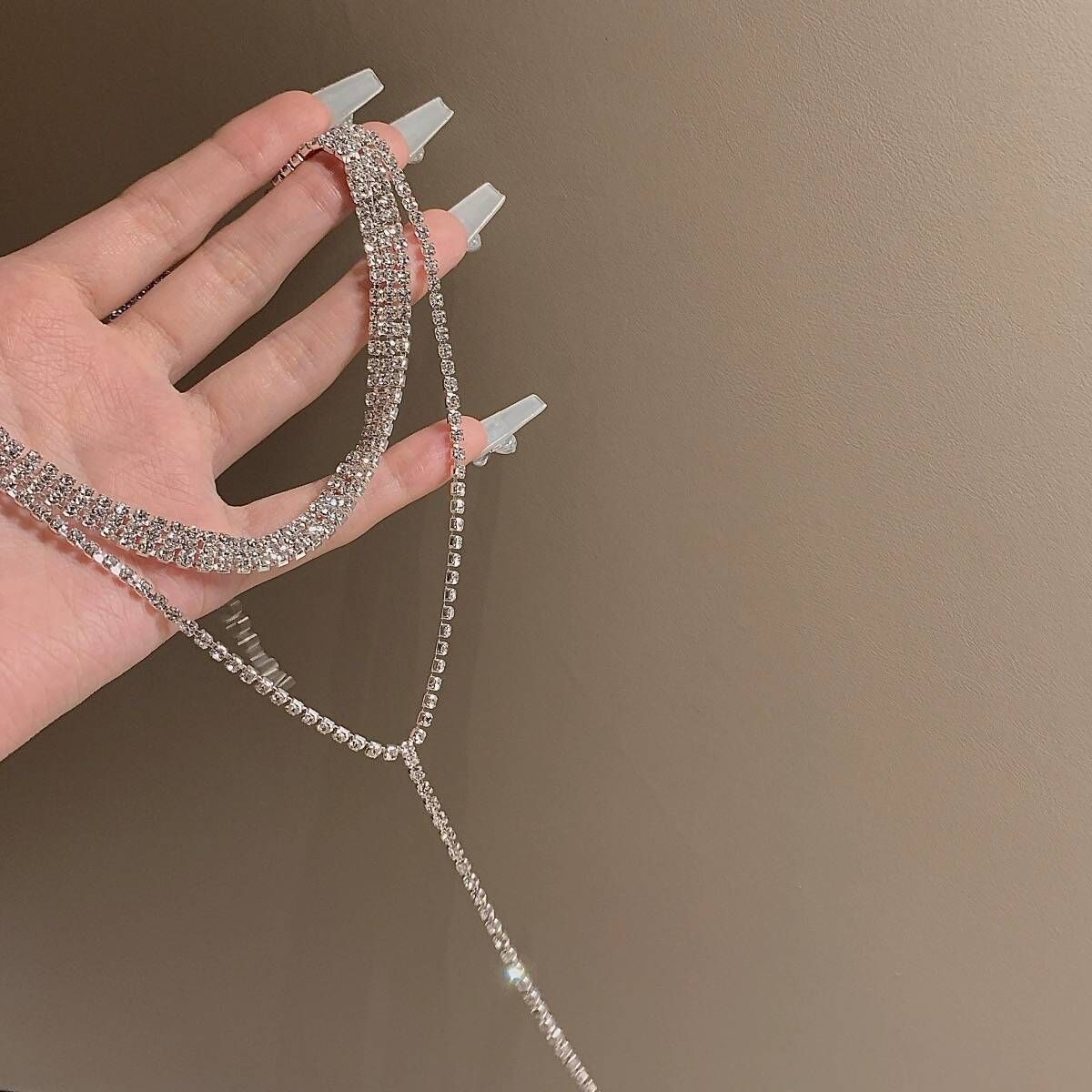 Women's Claw Chain Full Diamond Twin Clavicle Necklaces